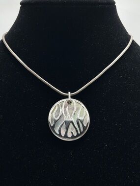 Sterling Silver And Mother Of Pearl Fire Pendant Necklace